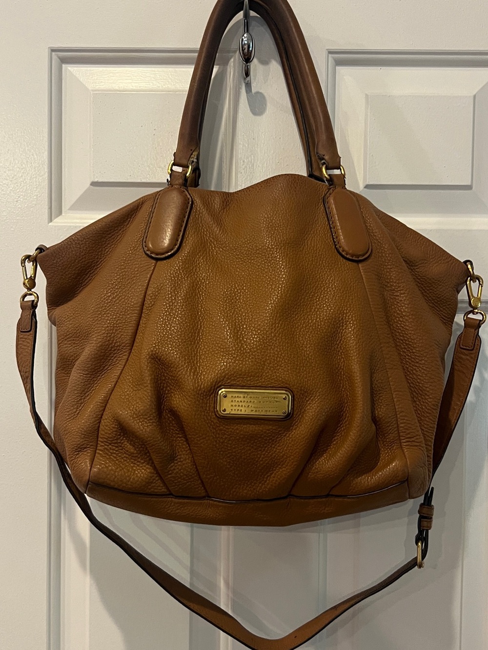 Two Pieces 1 Marc Jacobs Cognac Pebbled Leather Shoulder Bag and Matching Wallet